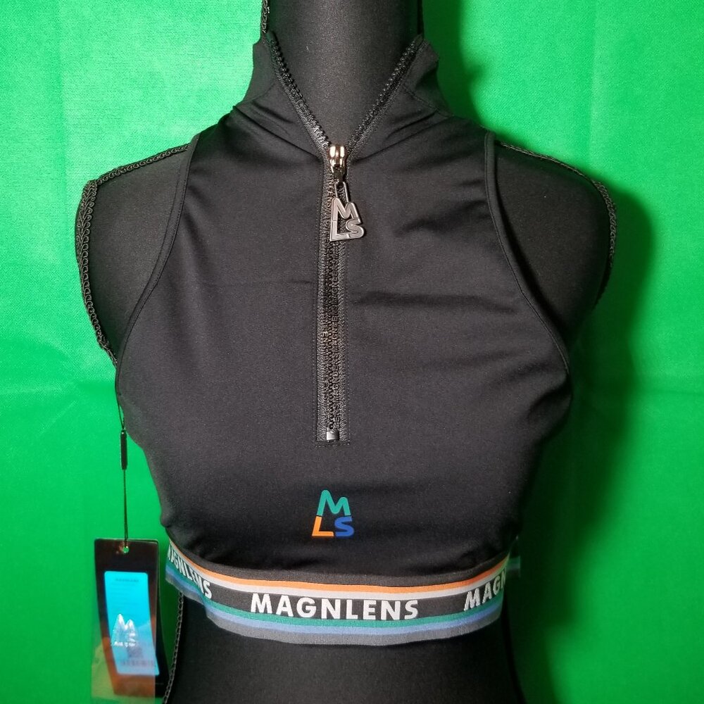 Magnlens Sports Bra Women Large Zipper Front Gym Training Workout NWT‎